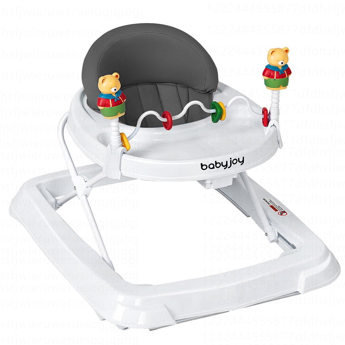 Costway Baby Walker Adjustable Height Removable Toy Wheels Folding Portable Gray