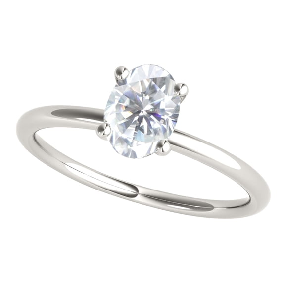 0.40 Ct Oval Prong Set Diamond Engagement Solitaire Ring In 14K White Gold