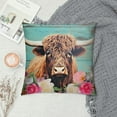 thumbnail image 2 of ONETECH Highland Cow Throw Pillow Covers Soft Highland Cattle Pillow Cases Cushion Covers for Living Room Bedroom Rose Floral Flower Leopard Decorative Throw Pillowcases for Sofa Couch Chair, 2 of 5
