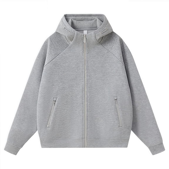 Women hoodie Men Drawstring Zip Up Sweatshirts Long Sleeve Hooded Jackets