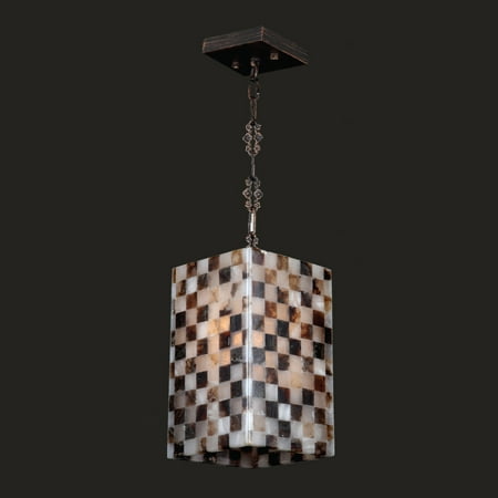 06 Flemish Finish - Pompeii Collection 1 Light Flemish Brass Finish and Natural Quartz Square Pendant 6