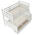 thumbnail image 4 of Euroco Modern Solid Wood Convertible Twin over Full Kids Bunk Bed Frame with Ladder, White, 4 of 10