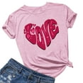 thumbnail image 2 of Ichuanyi Women's Casual Love Letter Printing Short Sleeve T-Shirt Tops Fashion Crew Neck Valentine's Day Tee, 2 of 3