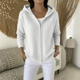 thumbnail image 4 of NSLGXD Hooded Zip up Knit Cardigan for Women Oversized Long Sleeve Solid Lightweight Sweater Jacket Casual Loose Fit Fall Winter Outerwear Tops S-3XL, 4 of 5