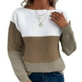 thumbnail image 5 of Women's Striped Sweater Boat Neck Knitted Sweater Casual Long Sleeve Pullover Fashion Sweater Top, 5 of 9
