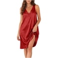 thumbnail image 3 of Horkkom Silk Nightgown for Women V Neck Sleeveless Nightgowns Lightweight Loose Comfy Sleep Shirts L, 3 of 6