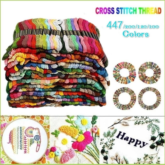 447/200/120/100 Colors Cotton DMC Cross Floss Stitch Thread Embroidery Sewing Skeins Multi Colors