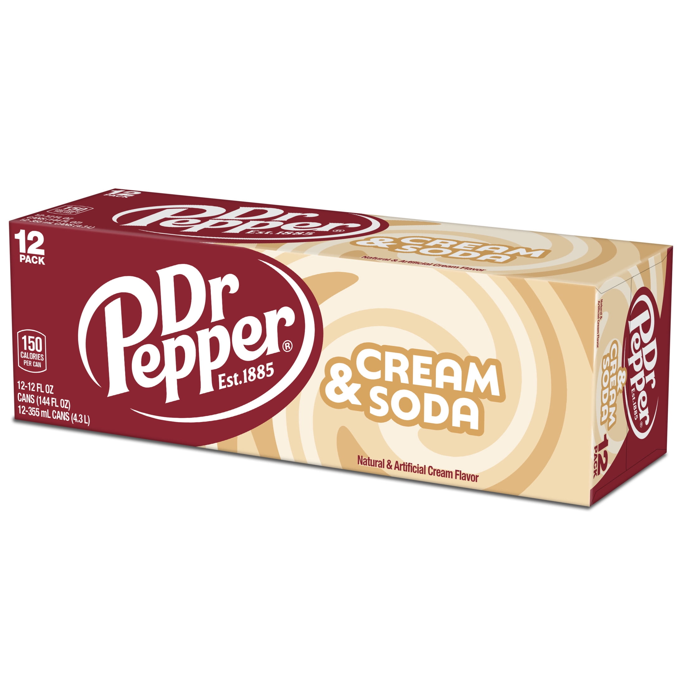 Dr Pepper & Cream Soda Pop, 12 fl oz, 12 Pack Cans