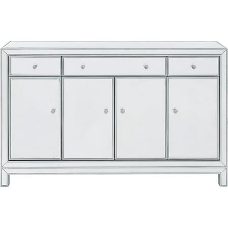 Elegant Decor MF72001 Buffet Cabinet 3 Drawers 4 Doors, Antique Silver Paint - 56 x 13 x 36