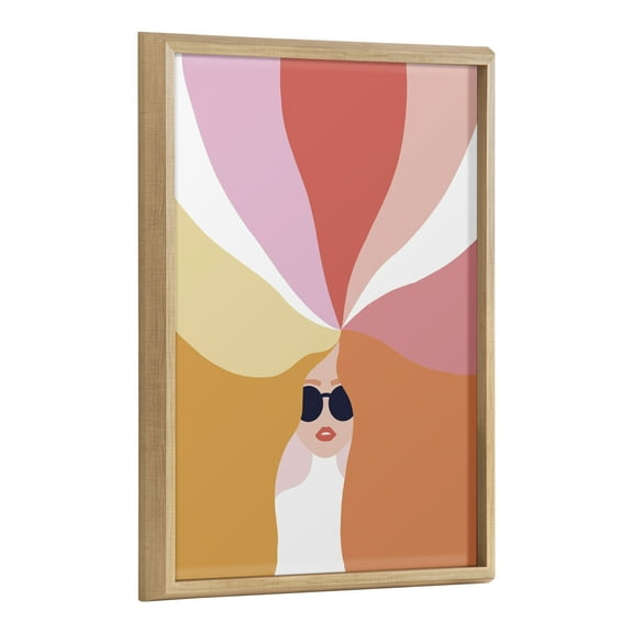 Kate and Laurel Blake Rainbow Girl Framed Printed Glass Wall Art by Dominique Vari, 18x24 Natural, Chic Glass Art Display