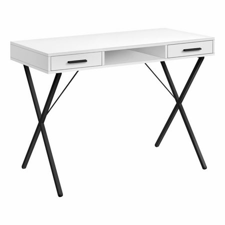 UPC: 0680796079345 | Computer Desk  Home Office  Laptop  Left  Right Set-up  Storage Drawers  42 L  Work  Metal  Laminate  White  Black  Contemporary  Modern