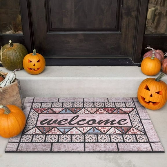 Heeneeso Outdoor Rug Checkered Door Mat, Machine Washable Doormat Indoor Absorbent