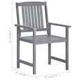 thumbnail image 3 of vidaXL Patio Chairs Outdoor Chair with Cushions for Deck Solid Wood Acacia, 3 of 8