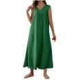 thumbnail image 2 of Beach Dresses for Women Texture Sleeveless Seaside Dress Sleeveless V-neck Dress Fashion Beach Vacation Clothes, 2 of 4
