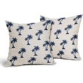 thumbnail image 2 of Tropical Palm Tree Pillow Covers 16x16 Inch Navy Blue Coconut Trees Coastal Plants Decorative Pillow Cases Summer Beach Vintage Cushion Covers Farmhouse Home Decor For Sofa Couch Outdoor Set of 2, 2 of 6