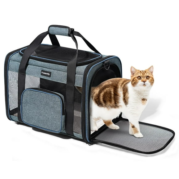 Fostanfly Cat Carriers for Medium Cats Under 20 lbs, Dog Carriers for Small Dogs, Extra Large Pet Bag Soft Sided with Big Pocket,4 Ventilated Wi