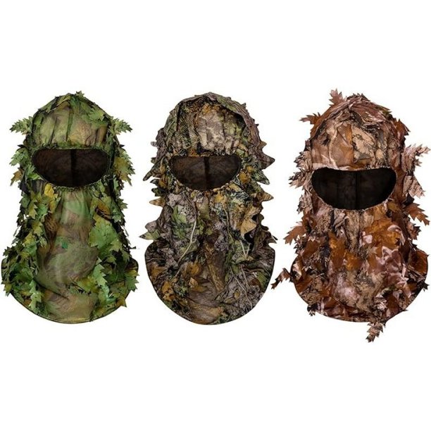 3 sombreros de camuflaje con hojas, máscara facial completa de camuflaje 3D para hombres, cubierta para la cabeza de pavo, para caza de pavo al aire libre