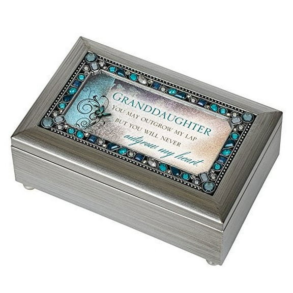 Granddaughter Jeweled Silver Finish Jewelry Music Box - Plays Tune You Are My Sunshine