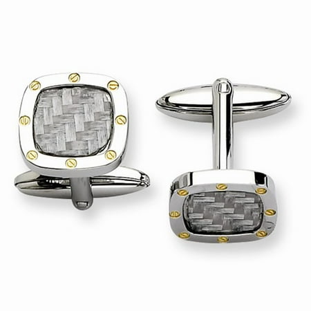 Stainless Steel Polished and Carbon Fiber w/ IPG Cuff Links