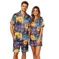 thumbnail image 2 of Mens Allover Halloween Graphic Sleepwear Set Turn Down Collar Pocket Front Shirt And Loose Lounge Shorts, 2 of 7