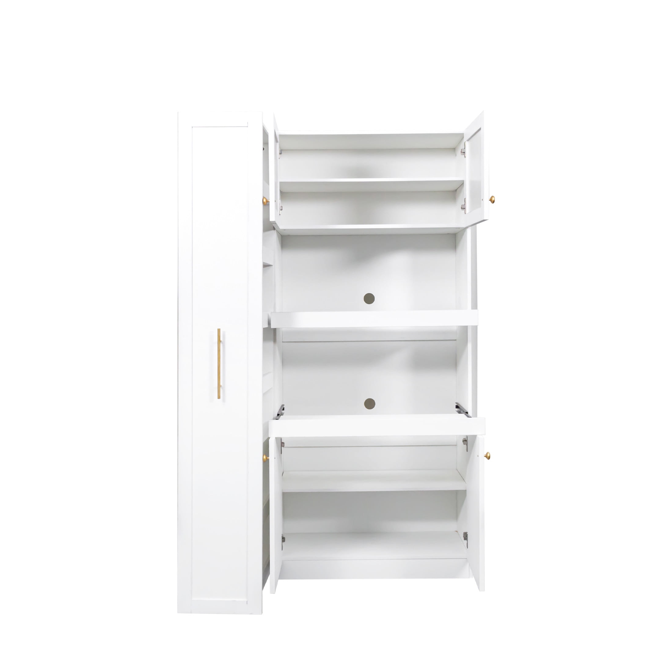 Noble House Junton 70.9" Farmhouse Pantry Cabinet with Doors, Pull-Out Multi-Tier Shelves, Wooden Storage Shelf, White