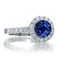 thumbnail image 2 of 1.5 Carat Round Classic Halo Sapphire and Diamond Engagment ring on 10k White Gold, 2 of 2