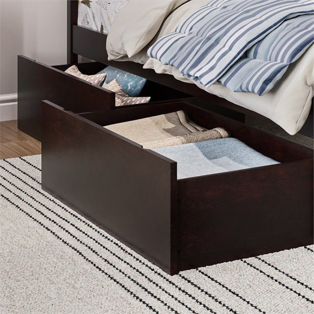 AFI Tiroirs de Lit en Bois Massif pour Lit Simple Urbain en Espresso (Ensemble de 2)