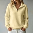 thumbnail image 2 of Quarter Zip Tops for women Ribbed Sleeve Cuffs Women Workout Pullover Hoodies Collared Waffle Knit Oversized Sweatshirt, 2 of 5