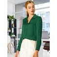 thumbnail image 2 of INSPIRE CHIC Women's Elegant Solid V Neck Smooth Satin Long Sleeve Blouse, 2 of 4