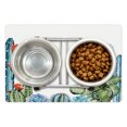 thumbnail image 1 of Cactus Pet Mat for Food and Water, Cacti Spikes Flowers Birds Cartoon Style Vintage Like Colored Artwork, Non-Slip Rubber Mat for Dogs and Cats, 18" X 12", by Ambesonne, 1 of 2