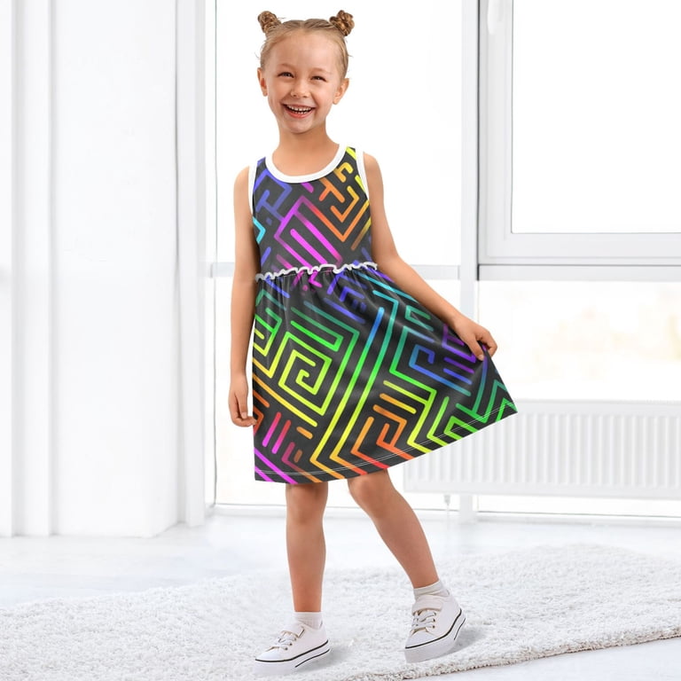 girls neon dress Yellow Cotton Dresses with Collar Featuring a dropped waist with a gathered skirt that twirls beautifully Funnycokid Mermaid Dress Toddler Girls