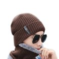 thumbnail image 3 of Guardurnaity Gorro de lana Coral Unisex para hombre y mujer, gorro de lana, conjunto de bufanda, gorro de punto trenzado, terciopelo cálido, Sombreros, 3 of 6