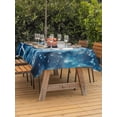 thumbnail image 3 of Outdoor Tablecloth with Umbrella Hole for Patio/Picnic/Party/Camping, Blue Football Waterproof Table Cloth Rectangle Table Cover Washable, Soccer Ball Water Splash (52"x 70"), 3 of 9