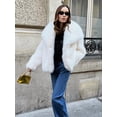 thumbnail image 2 of Abrigo de piel sintética de Color sólido cálido a la moda para mujer, chaqueta de invierno informal gruesa con cuello de manga larga, ropa nueva alta para mujer, 2 of 5