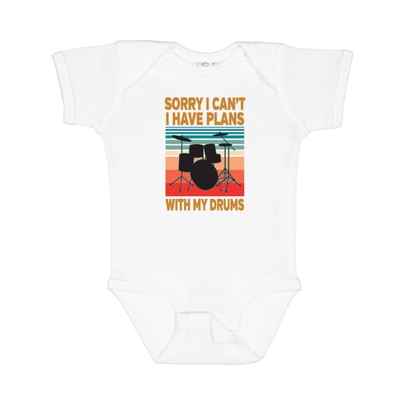 Inktastic Drummer Funny Retro Plans With My Drums Boys or Girls Baby Bodysuit