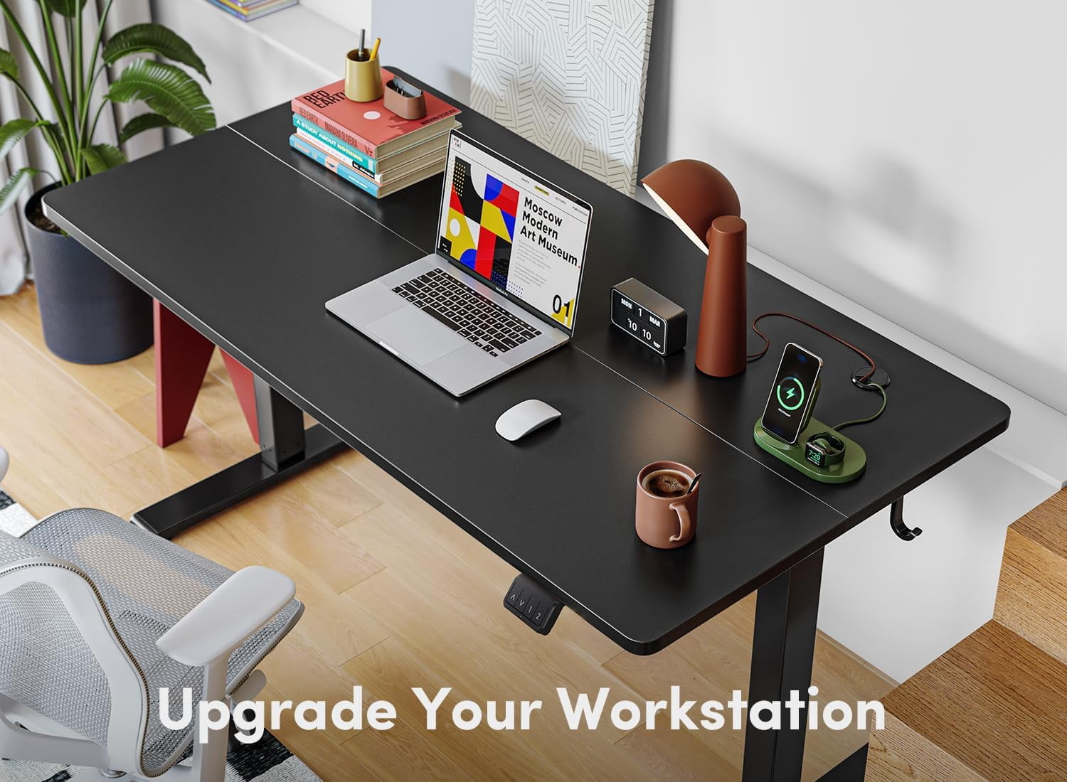 FEZIBO Electric Standing Desk, 55 x 24 Inches Height Adjustable Stand up Desk, Sit Stand Home Office Desk, Computer Desk, Black