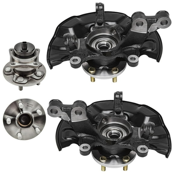 Detroit Axle - Front Steering Knuckles Rear Wheel Hub and Bearings Replacement for 2014-2018 Toyota Corolla Matrix - 4pc Set
