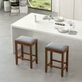 thumbnail image 2 of Costway Set of 2 Upholstered Bar Stools Wooden Counter Height Dining Chairs Walnut, 2 of 9