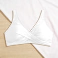 thumbnail image 4 of Bikini Top for Women Solid Color V Neck Push Up Padded Swimsuit Adjustable Strap Style Swim Tops Only(White-2,L), 4 of 7