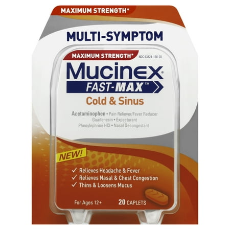 mucinex sinus cold max caplets count fast