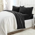 thumbnail image 2 of Great Bay Home Solid Velvet Plush Warm and Cozy Fleece Sheet Set (Full, Black), 2 of 7