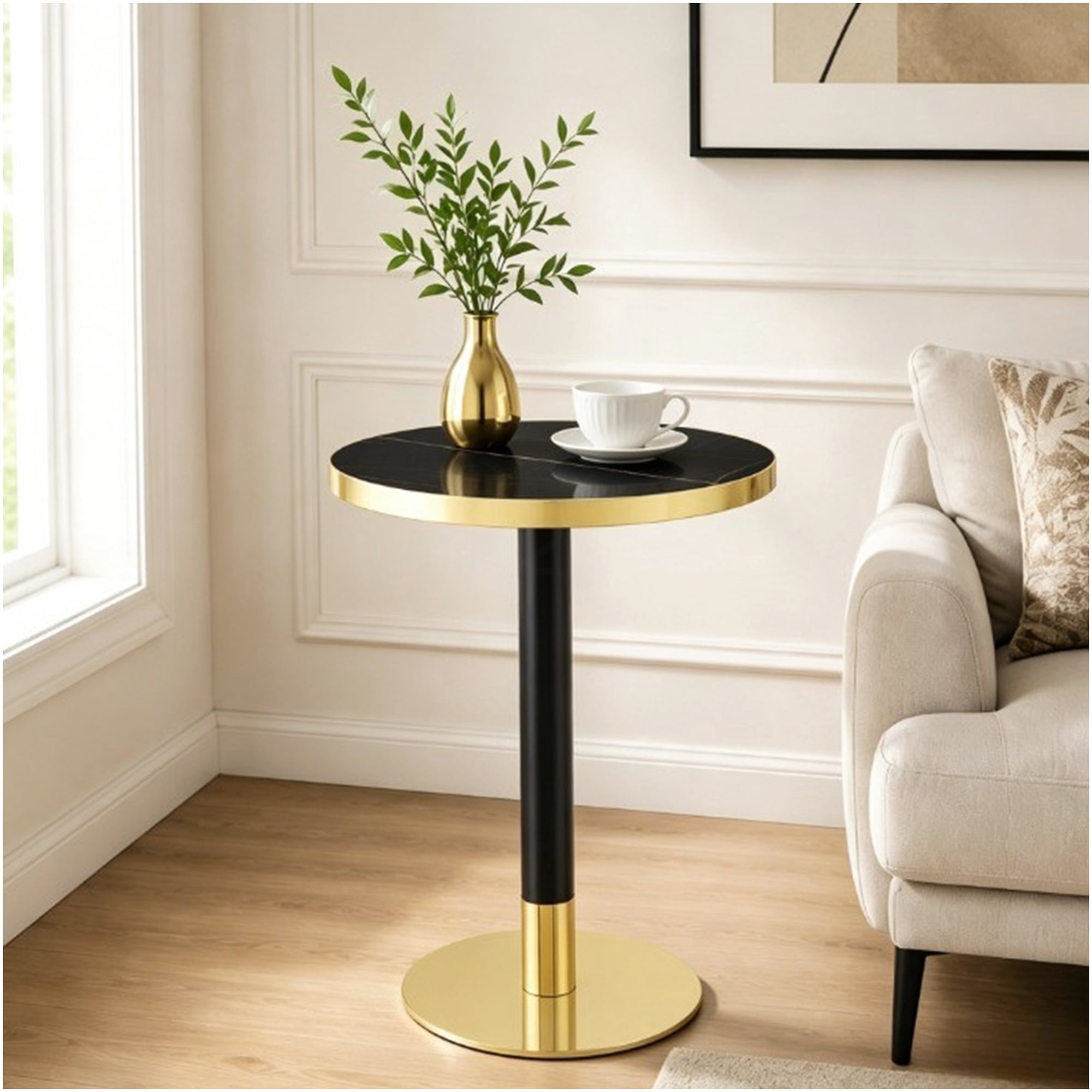 Round Dining Table MDF and Metal Construction Modern Light Luxury Home Dining Furniture