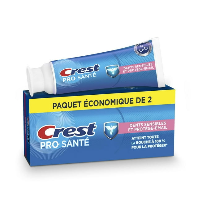 Dentifrice Crest Pro-Santé Dents sensibles et Protège-émail, 2 x 130mL