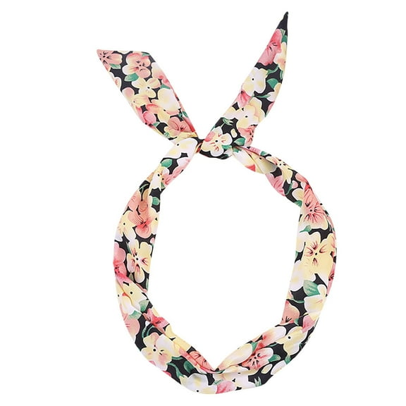 Ausyst Headbands for Women Paisley Rockabilly Wired Headband Polka Tartan Retro Scarf Wire Hair Band Clearance