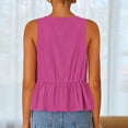 thumbnail image 5 of Women's Summer Sleeveless Tank Tops Crewneck Tie Front Linen Shirts Loose Fit Flowy Ruffle Peplum Tunic Blouses, 5 of 7