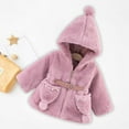 thumbnail image 5 of Zwiiyzr 2024 0-4T Boys and Girls Furry Jacket Winter Coat Fleece Sherpa Thick Cute Long Sleeve Outerwear Girdling with Hood Purple, 5 of 5