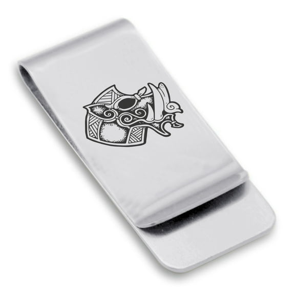 Stainless Steel Viking Battle Boar Classic Slim Money Clip Credit Card Holder