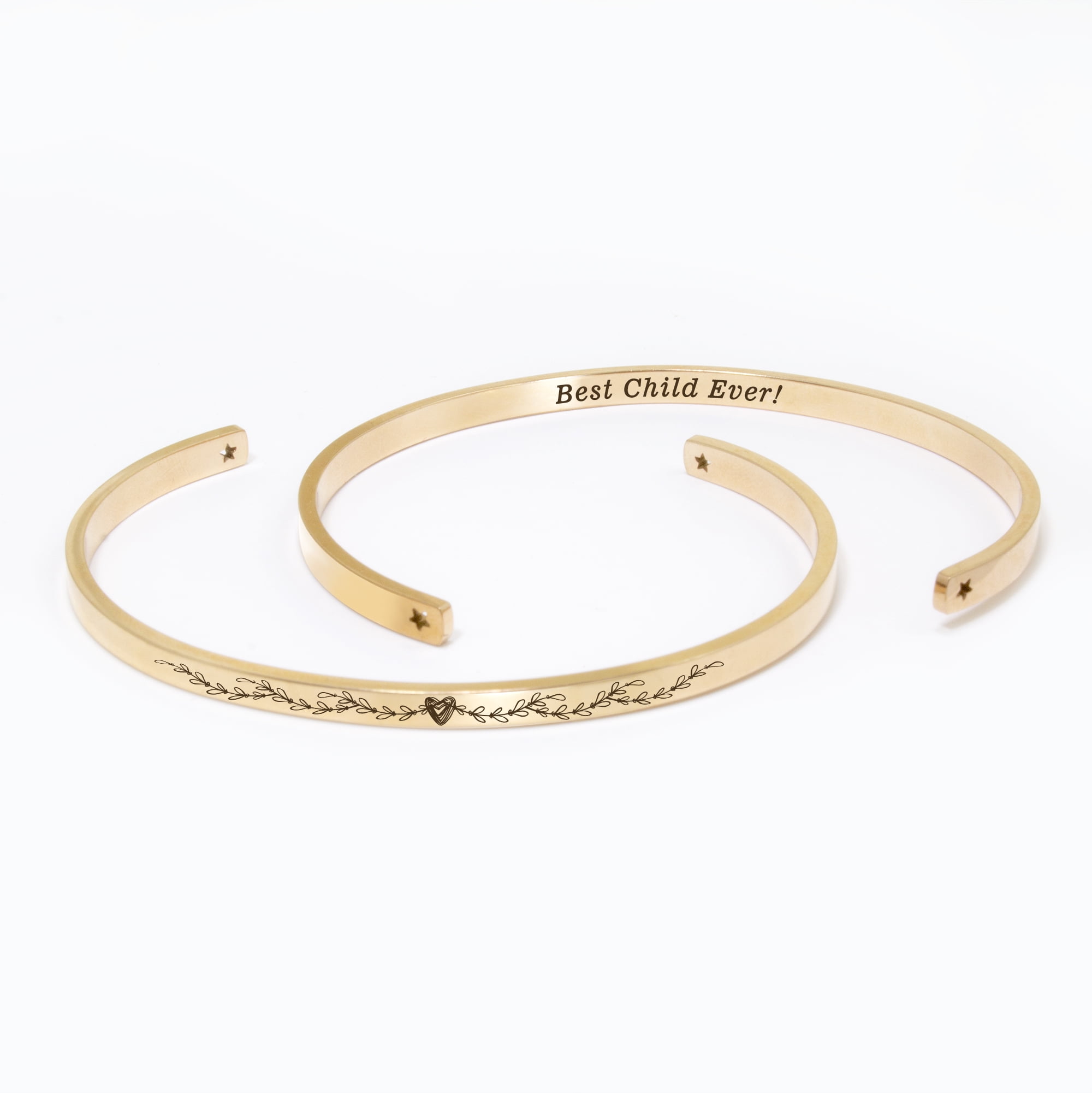 "Best Child Ever" Adjustable Rose Gold Stainless Steel Cuff Bangle Mother's Day Gift Set