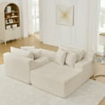 thumbnail image 4 of Living Room Sofas Two-seater lazy sofa lounge chair,Compressed sofa no assembly required, made of velvet fabric, fluffy modern lounge chair, used for indoor living rooms and bedrooms-Beige,Comfortabl, 4 of 16