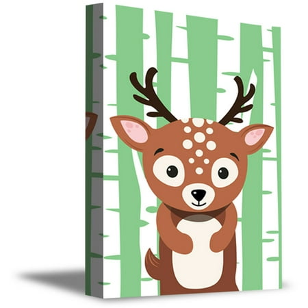 Awkward Styles Little Deer Canvas Poster Deer Wall Art Kids Deer Printed Picture Digital Poster Art Animals Collection Ready to Hang Baby Room Cute Animals Illustration Deer Poster (Best Way To Hang Posters On Wall)